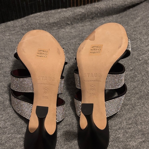 STAUD Black Mules with Glittering Silver Straps - Picture 4 of 5
